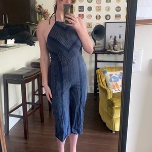 Belle Verre halter tie midi jumpsuit